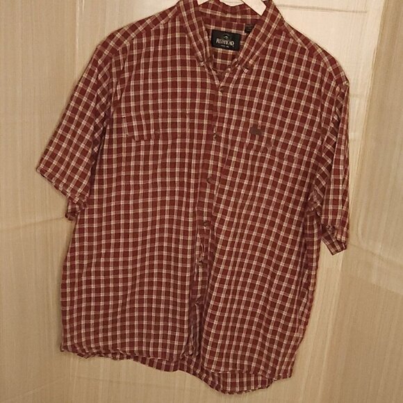 RedHead Bg & Tall Red Cream Plaid Button Down Shirt 2XL - Picture 1 of 5